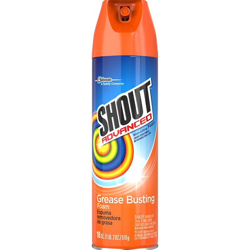 SHOUT ADVANCED GREASE BUSTING FOAM, LAUNDRY STAIN 18 OZ CASE PK 8