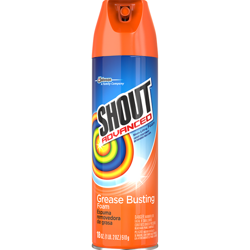 SHOUT ADVANCED GREASE BUSTING FOAM, LAUNDRY STAIN 18 OZ CASE PK 8