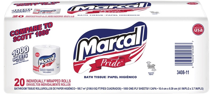 MARCAL BATH TISSUE 1000 SHEETS
20 ROLLS