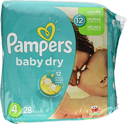 Pampers Baby-Dry Diapers Size 4 JUMBO 28 Ct case pk 4