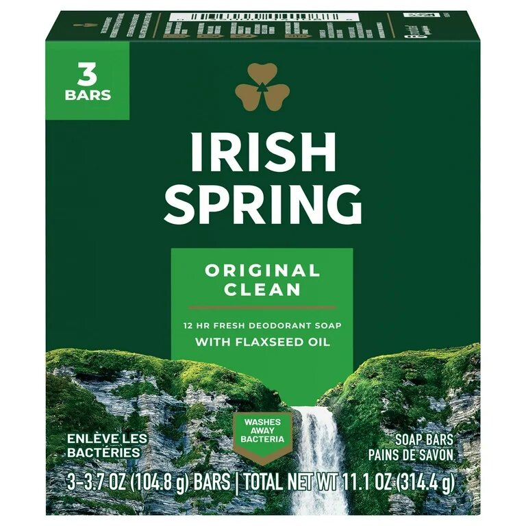 IRISH SPRING BAR SOAP ORIGINAL 3.75 OZ PACK OF 3-CASE PK 18
