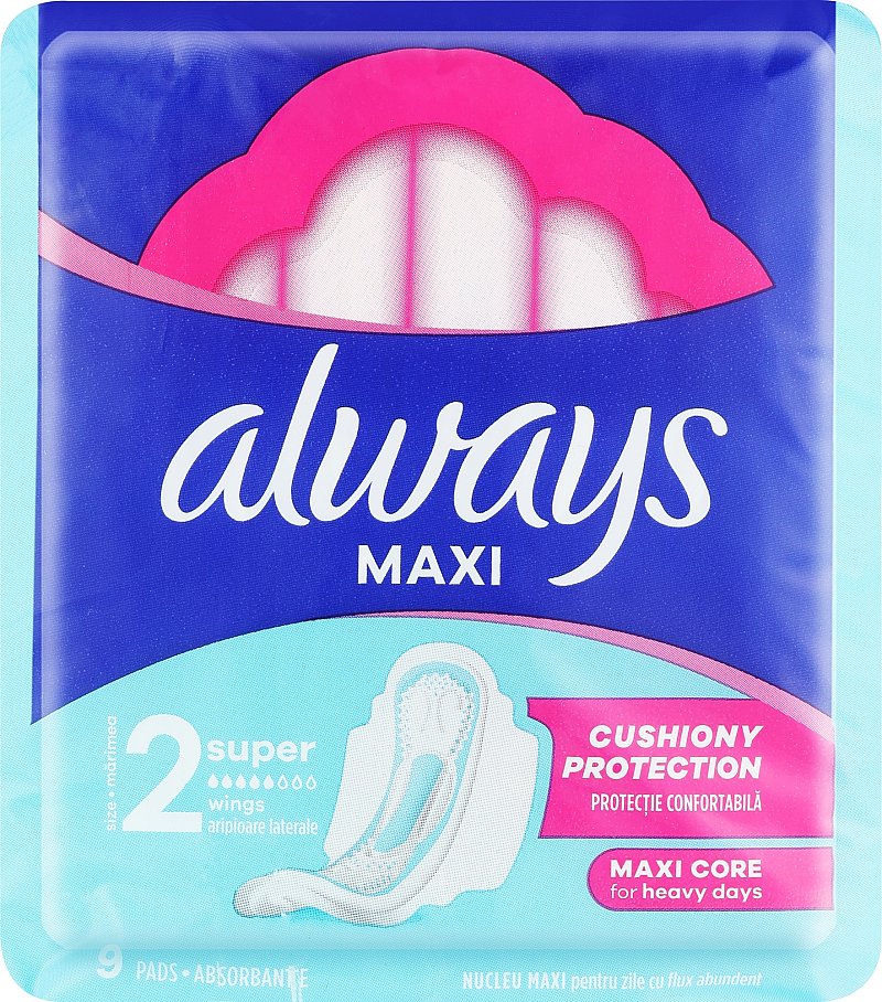 ALWAYS FEMININE PADS MAXI SUPER SIZE 2 9CT PK 16