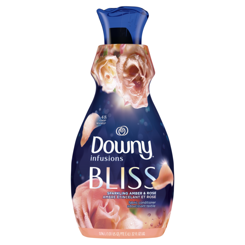 Downy Ultra Soft Fabric Softener Liquid, Bliss, Sparkling Amber and Rose, 32 fl oz, CASE PK 6