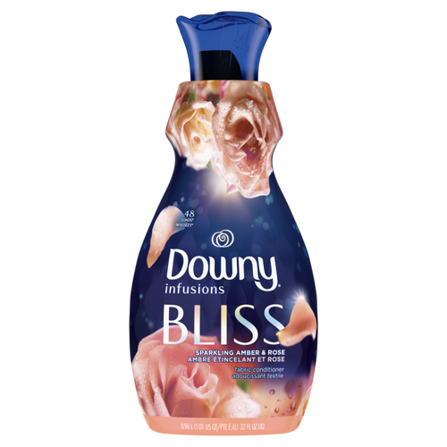 Downy Ultra Soft Fabric Softener Liquid, Bliss, Sparkling Amber and Rose, 32 fl oz, CASE PK 6