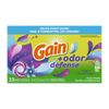 Gain + Odor Defense Dryer Sheets, Sheets, 15 count CASE PK 15