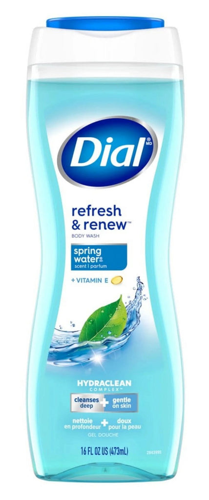 DIAL BODY WASH SPRING WATER & VITAMIN E 16 OZ CASE PK 6