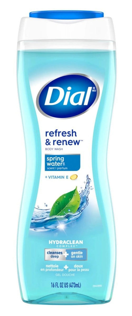 DIAL BODY WASH SPRING WATER & VITAMIN E 16 OZ CASE PK 6