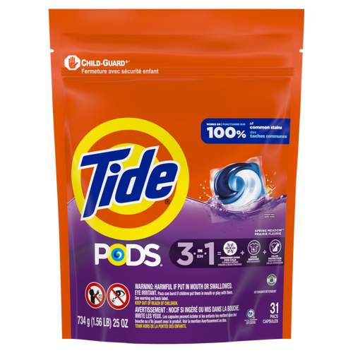 Tide PODS laundry detergent pacs, 31 Count, HE compatible, Spring Meadow Scent CASE PK 4