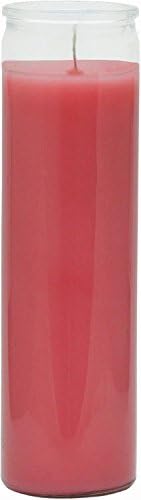 TRADITIONAL LIGHT CANDLE CLEAR GLASS PINK 8 INCH CASE PK 12