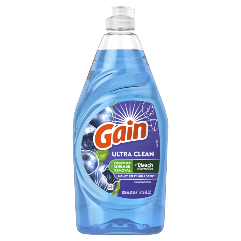 Gain Ultra Dishwashing Liquid Dish Soap, Honey Berry Hula, 21.6 fl oz, PK 10