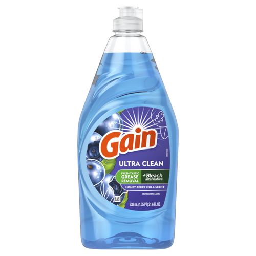 Gain Ultra Dishwashing Liquid Dish Soap, Honey Berry Hula, 21.6 fl oz, PK 10