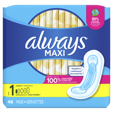 ALWAYS TFF Maxi 48CT SZ 1 REG T2 UN 2X CASE PK 6
