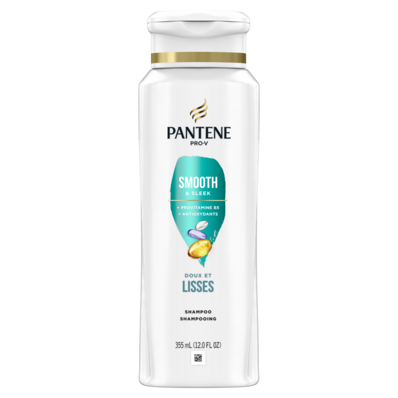 Pantene Smooth & Sleek 72 HR Smoothness Shampoo 12.0 FL OZ/355mL CASE PK 4