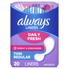Always Daily Fresh Thin Liners, Regular Absorbency, Unscented Panty Liners, 20CT CASE PK 24
