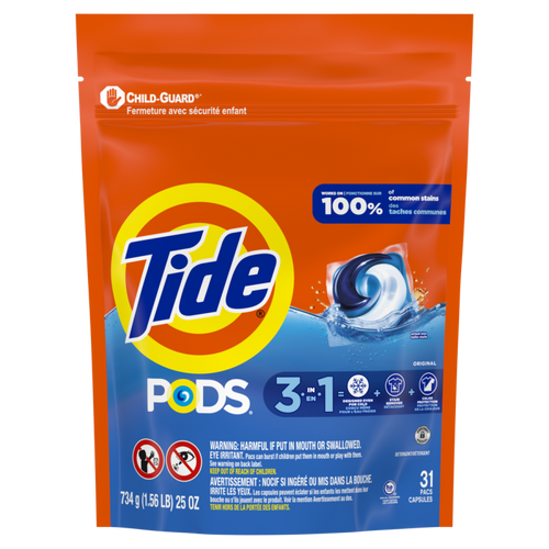 Tide PODS Laundry Detergent Pacs, Original Scent, 31 Count, CASE PK 4