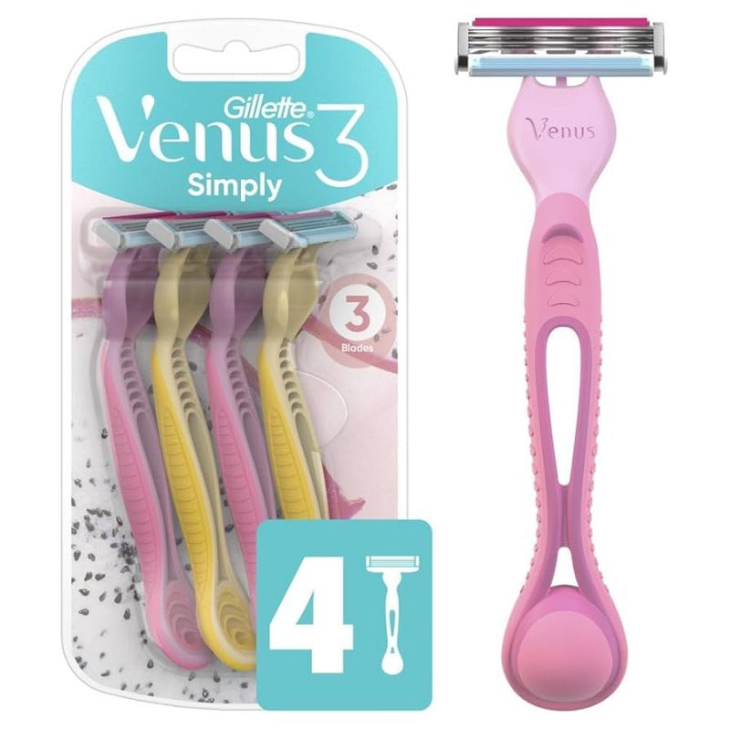 GILLETTE VENUS3 DISPOSABLE RAZOR DRAGONFRUIT 4CT CASE PK 4