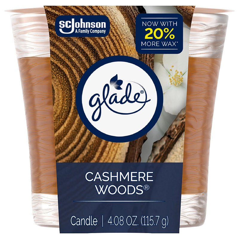GLADE CANDLE CASHMERE WOODS 4.08OZ/115.7G CASE PK 6