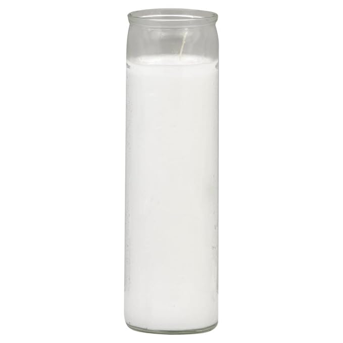 TRADITIONAL LIGHT CANDLE CLEAR GLASS WHITE 8 INCH CASE PK 12