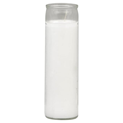 TRADITIONAL LIGHT CANDLE CLEAR GLASS WHITE 8 INCH CASE PK 12
