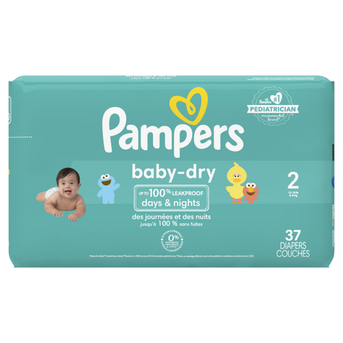 PAMPERS BABY DRY SIZE 2 JUMBO 37 CT CASE PK 4
