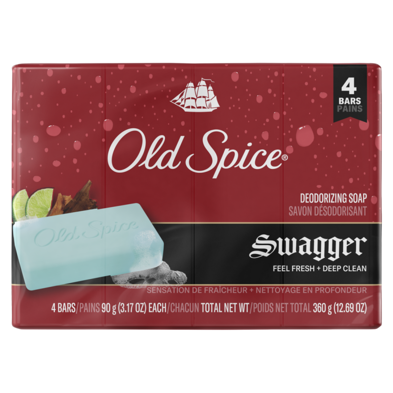 OLD SPICE BAR SOAP SWAGGER  PACK OF 4 // 3.17oz.CASE PK 12