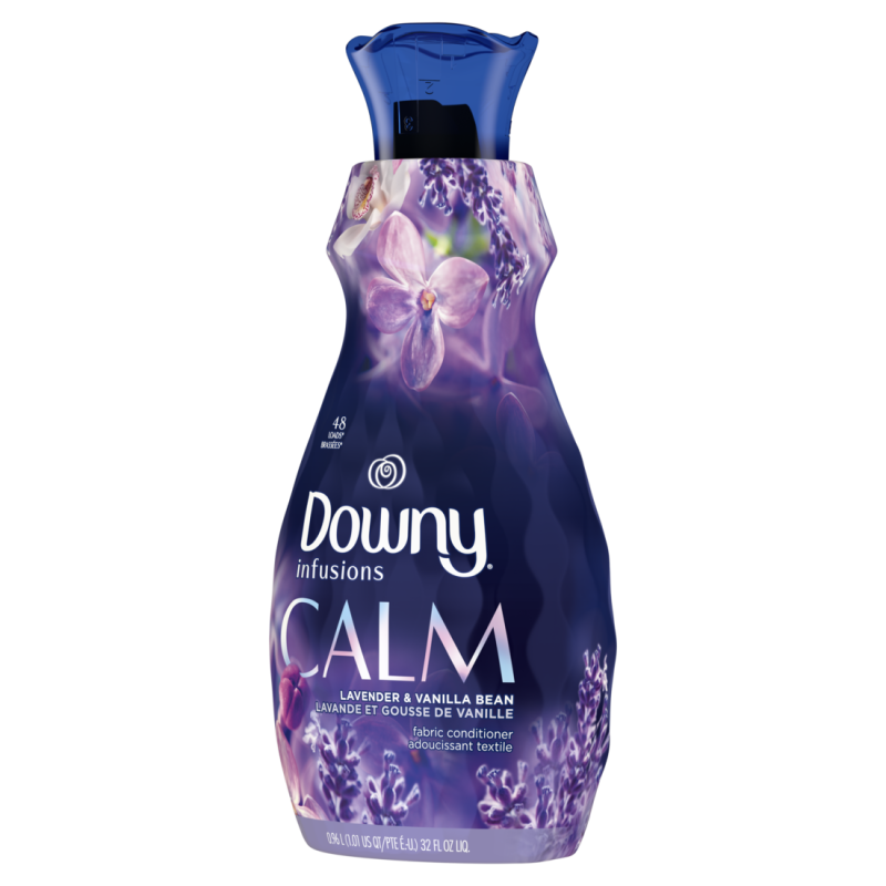 Downy Ultra Soft Fabric Softener Liquid, Calm, Lavender and Vanilla Bean, 32 fl oz, CASE PK 6