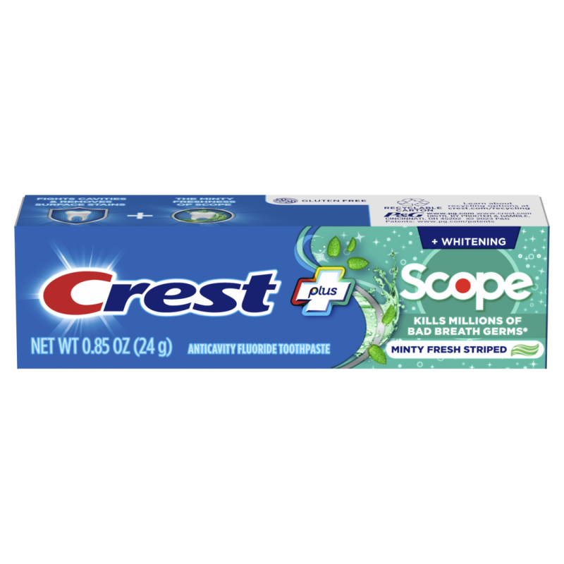 Crest + Scope Complete Whitening Toothpaste, Minty Fresh, .85 oz, CASE PK 36