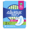 Always Maxi Daytime Pads with Wings, Size 2, Long, Unscented, 18 CT CASE PK 8