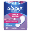 Always Daily Fresh Thin Liners, Regular Absorbency, Scented Panty Liners, 20CT CASE PK 24
