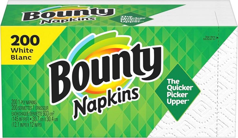 Bounty Paper Napkins, White, 200 CT CASE PK 8