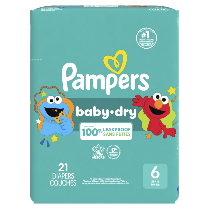PAMPERS BABY DRY SIZE 6  JUMBO 21 CT-CASE PK 4