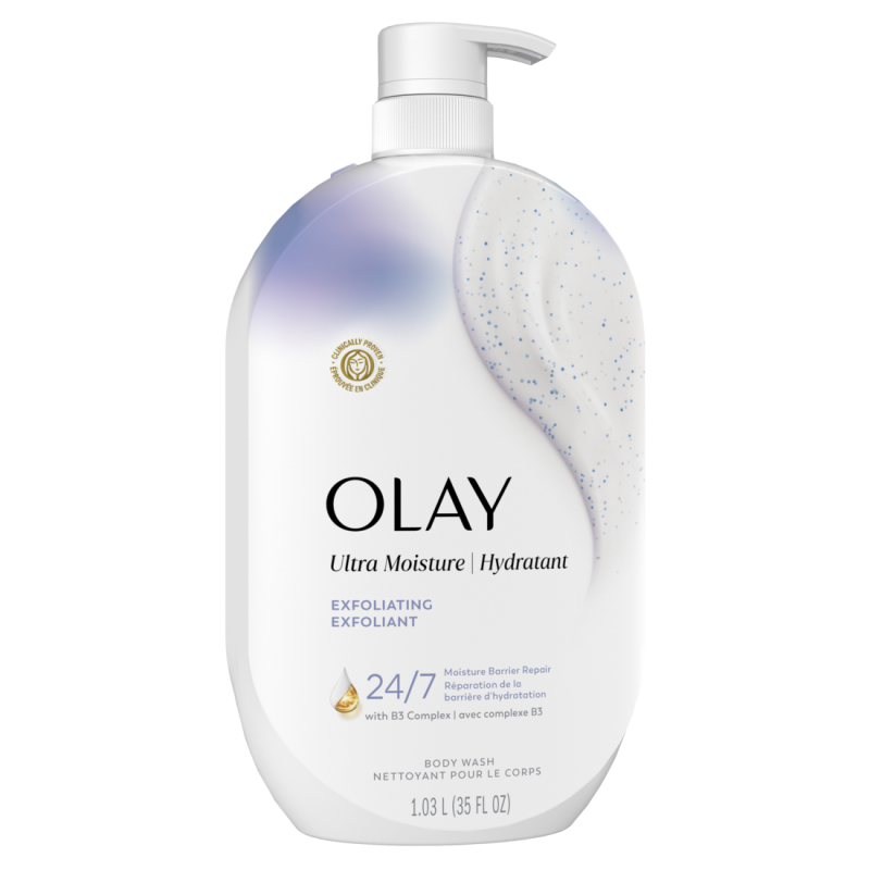 Olay Ultra Moisture Exfoliating Body Wash, Vitamin B3 and Hyaluronic Blend, 35oz CASE PK 4