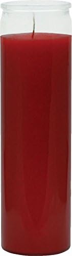 TRADITIONAL LIGHT CANDLE CLEAR GLASS RED 8 INCH CASE PK 12