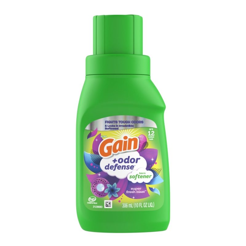 Gain Odor Defense Liquid Fabric Softener, Super Fresh Blast scent, 10 FL OZ, CASE PK 12