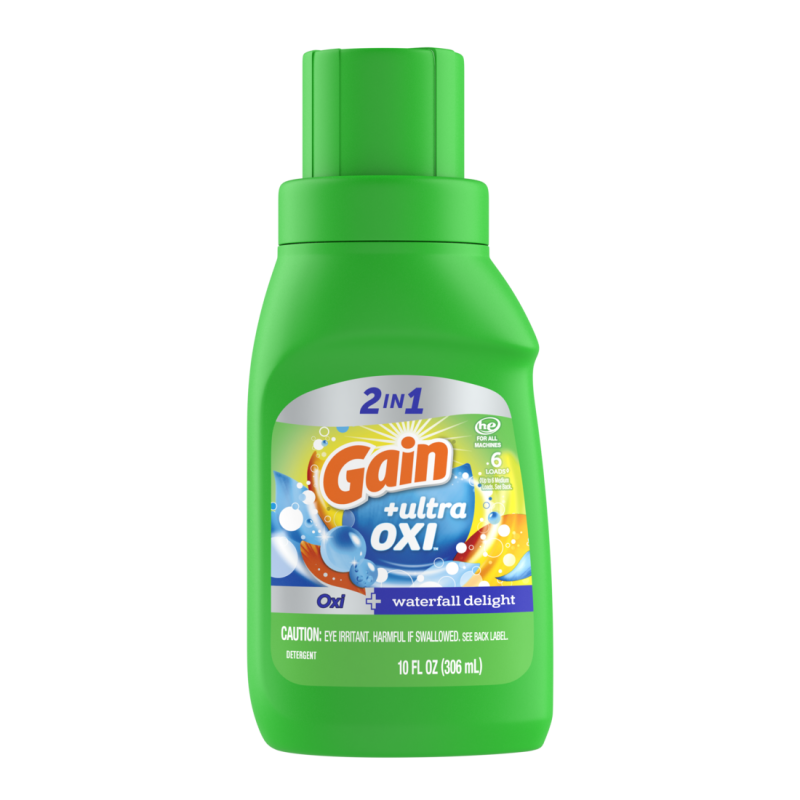 Gain Ultra Oxi Liquid Laundry Detergent, Waterfall Delight Scent, 10 fl oz, 6 loads CASE PK 12