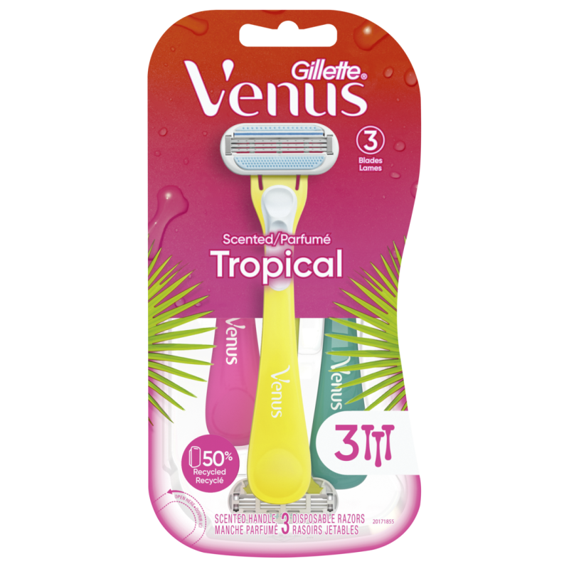 GILLETTE VENUS RAZOR DISPOSABLE WOMEN TROPICAL 3CT CASE PK 4
