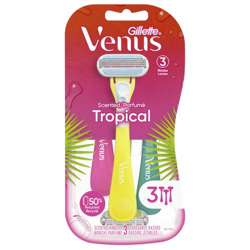 GILLETTE VENUS RAZOR DISPOSABLE WOMEN TROPICAL 3CT CASE PK 4
