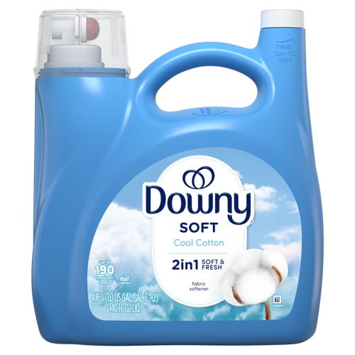 Downy Soft, 2 in 1 Soft and Fresh Liquid Fabric Softener, Cool Cotton, 140 fl oz, CASE PK 4