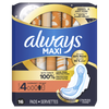 ALWAYS MAXI OVERNIGHT PADS WITH WINGS, SIZE 4,16 CT CASE PK 12