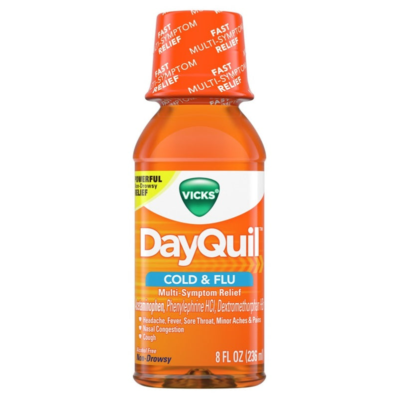 Vicks DAYQUIL Cold & Flu Syrup, 8 fl oz CASE PK 12