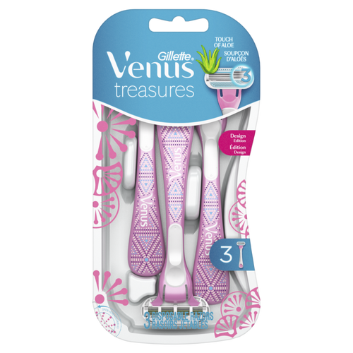 Gillette Venus Treasures Women's Disposable Razor, 3 Count CASE PK 4