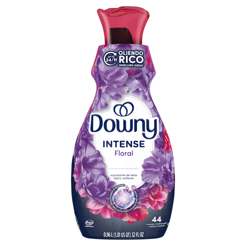 Downy Intense Fabric Softener Liquid, Floral Scent, 32 FL OZ, 44 loads, In-Wash CASE PK 4