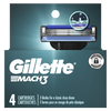 Gillette Mach3 Razor Blade Refills, 4ct Razor Cartridges, Razor Refills CASE PK 6