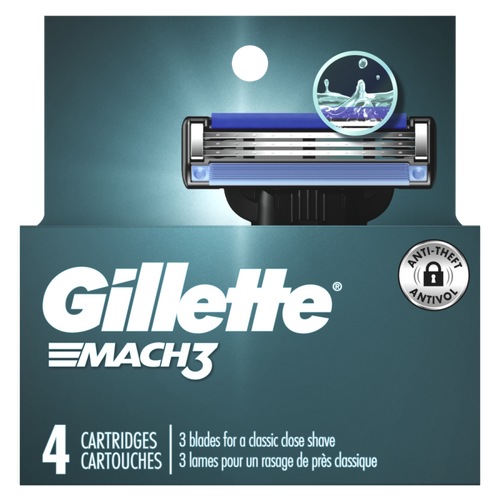 Gillette Mach3 Razor Blade Refills, 4ct Razor Cartridges, Razor Refills CASE PK 6
