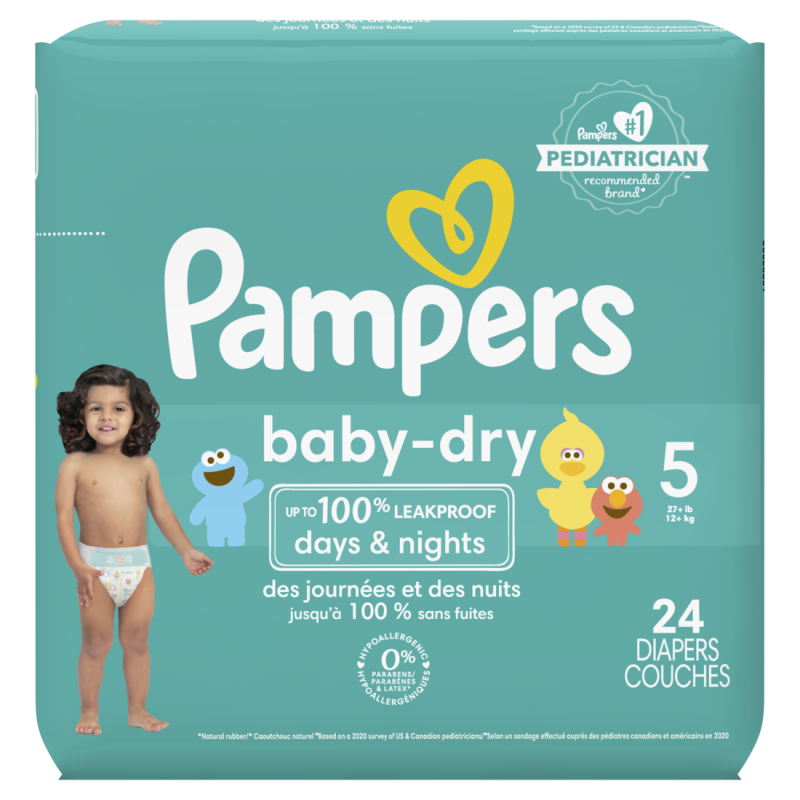 Pampers Baby-Dry Diapers Size 5 JUMBO 24 CT/ CASE PK 4