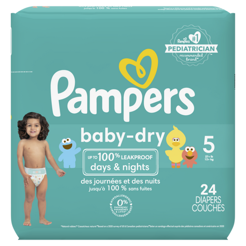 Pampers Baby-Dry Diapers Size 5 JUMBO 24 CT/ CASE PK 4