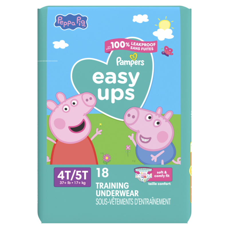 PAMPERS EASY UP 4-5T JUMBO GIRL 18 COUNT CASE PACK 4